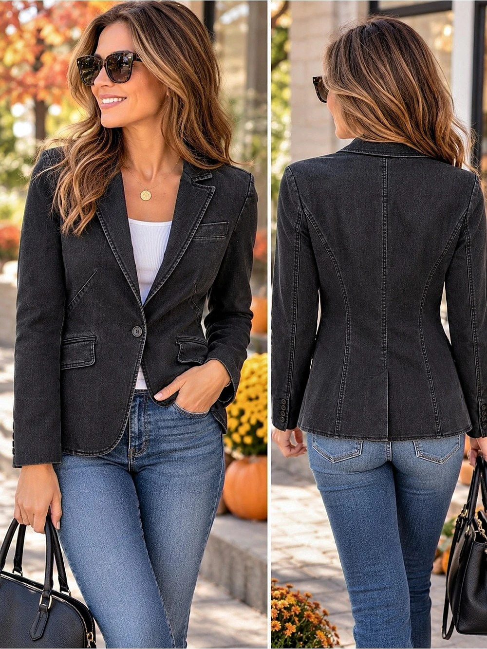 Gap Denim Blazer Black Size 4